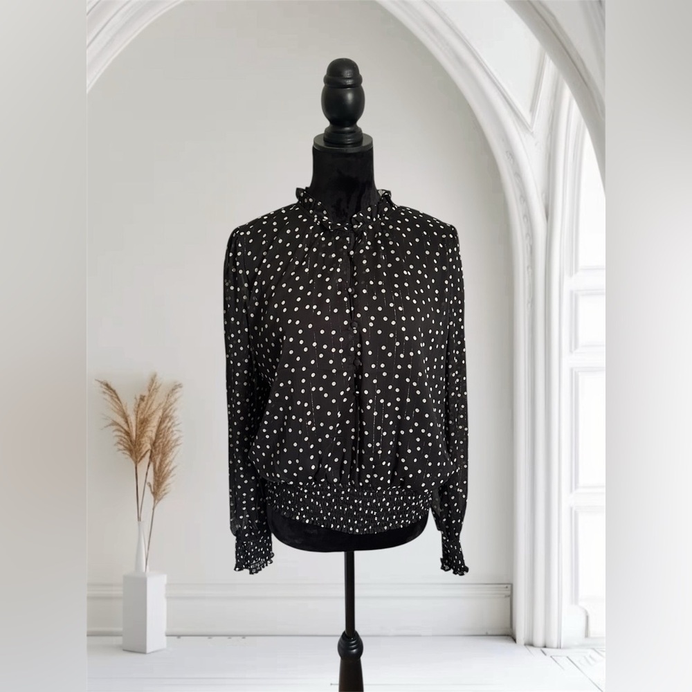 Tamara H. Black and White Polka Dot Women's Top